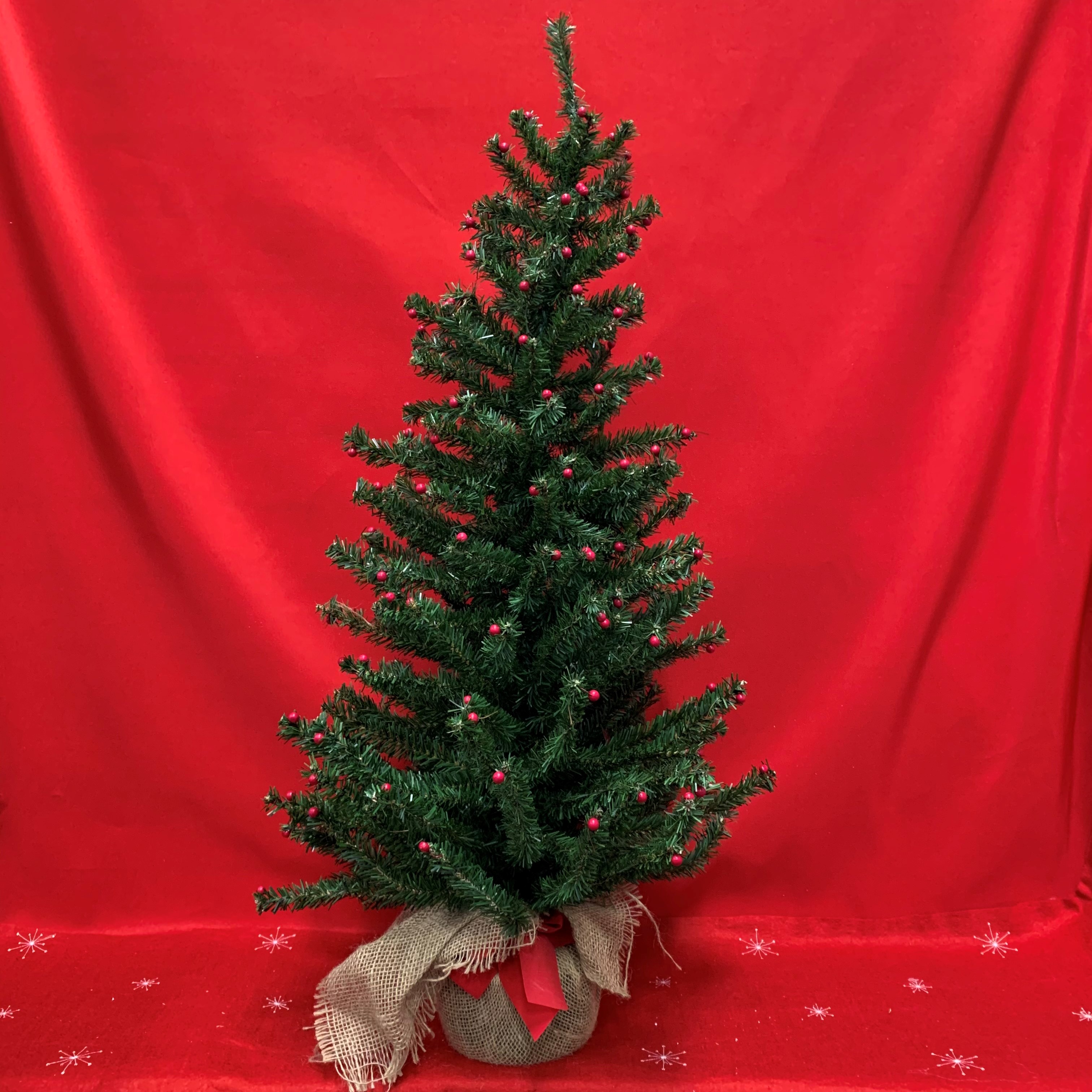 36" BERRY PINE TREE WITH BURLAP BASE